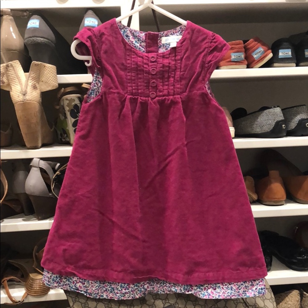Magenta corduroy and floral dress size 2-3 yrs